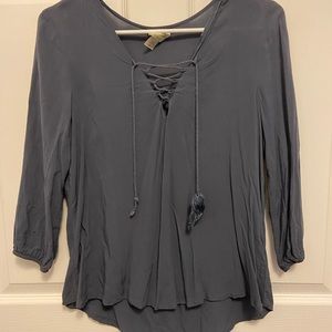 NEON SOUL Neckline Tie Long Sleeve Top